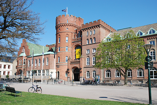AF-Borgen in Lund, a red-brick building with towers